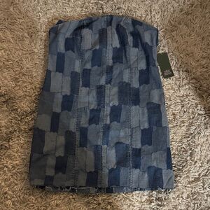 Wild Fable Blue Patchwork Pencil Skirt